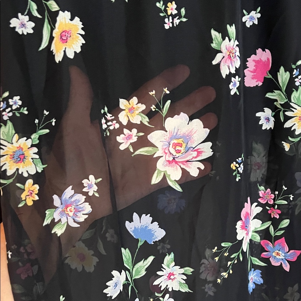 Divided Black Floral Pencil Skirt XS Sheer over Short Skirt - Picture 3 of 8